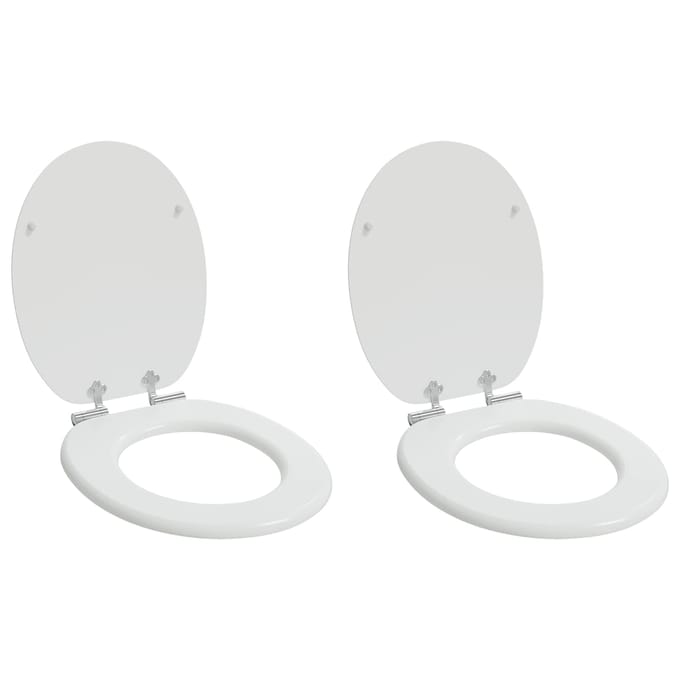 vidaXL - Toiletbril - 2 - pcs - Wit - 44 - x - 38 - cm - Bewerkt - hout
