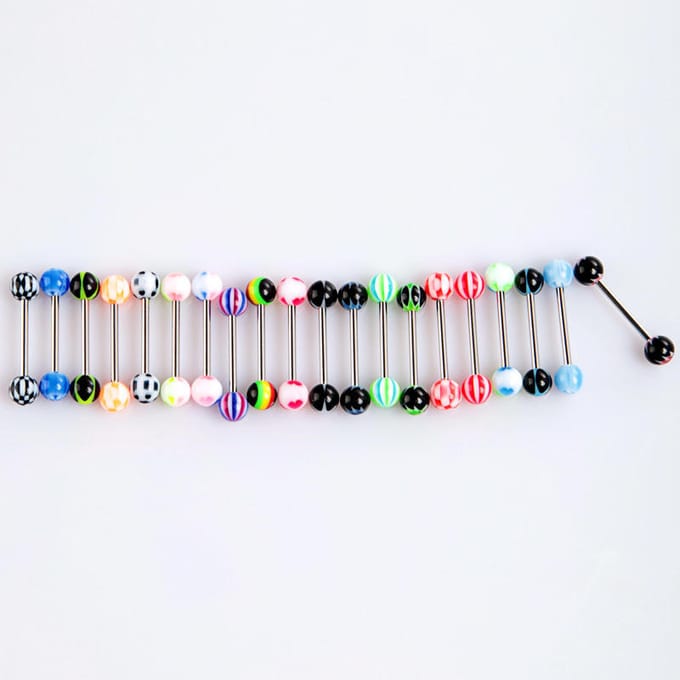 Bal Tongringen Roestvrij Staal Acryl Modieuze Piercing Barbell Lichaamspiercing Sieraden 20Pcs veelkleurig