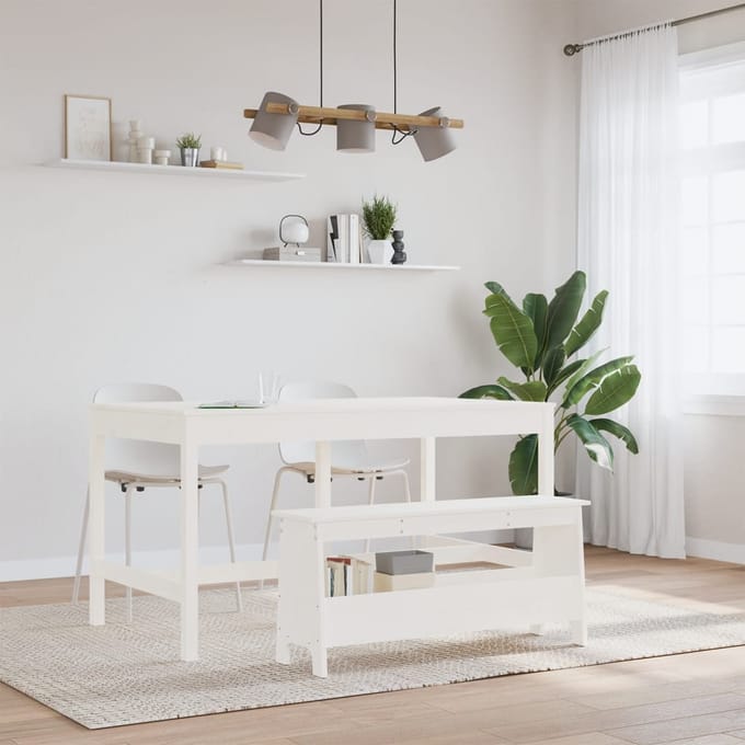 vidaXL - Halbank - 100x28x45 - cm - massief - grenenhout - wit