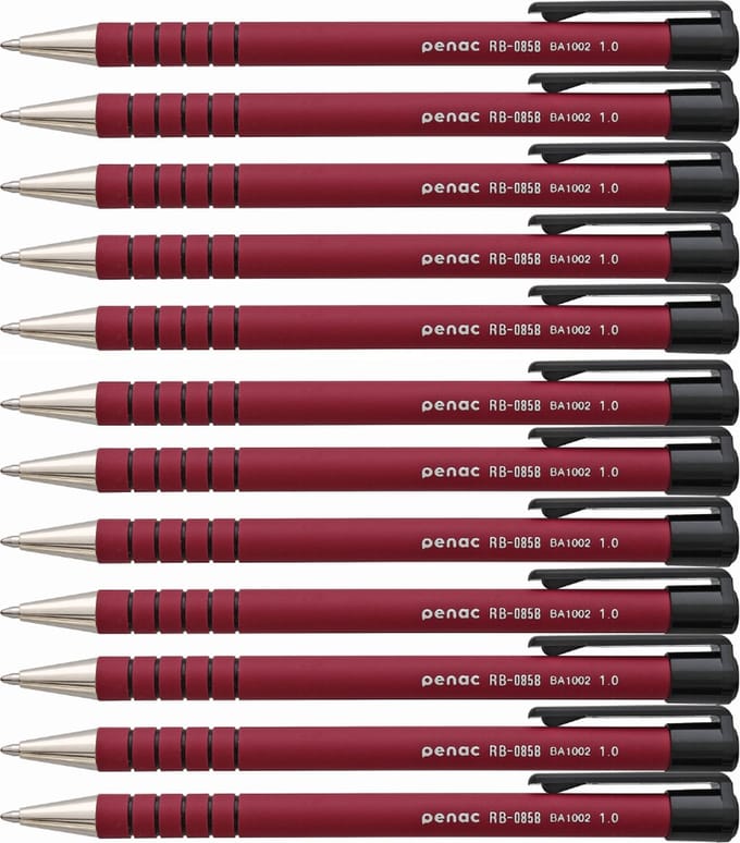 Penac Balpen - RB-085 - Rood - 1.0mm - 12 pennen - Rode inkt