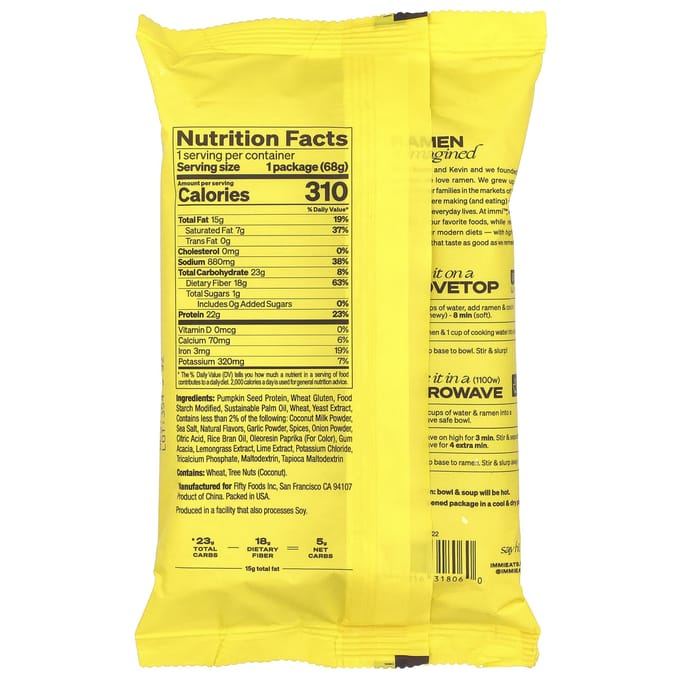 Immi, Ramen Soep, Tom Yum Garnalen, 68g(2,4 oz) multi