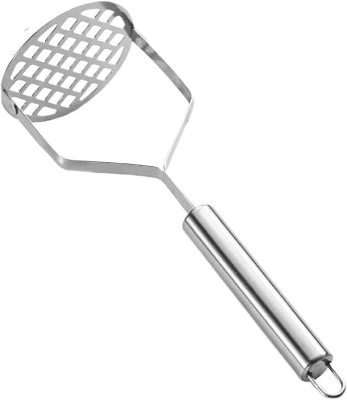 Aardappelstamper - Keukenstamper - Gladde Puree Maken - Ergonomisch Handvat - 26x9 cm - Zilver