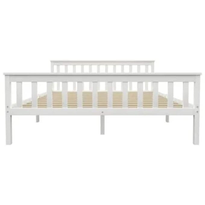 vidaXL - Bedframe - massief - grenenhout - wit - 160x200 - cm