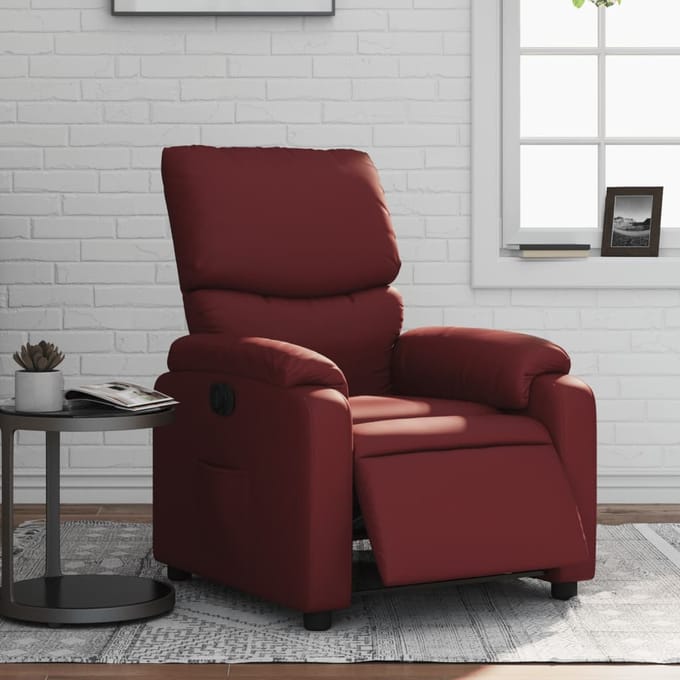 vidaXL - Fauteuil - verstelbaar - elektrisch - kunstleer - wijnrood