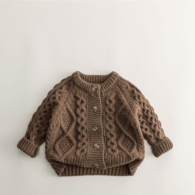 Pull Cardigan Enfant Hiver Garçon Bébé Style Décontracté Pull Tricoté, Manteau Épais Pull Tricoté 130 beige