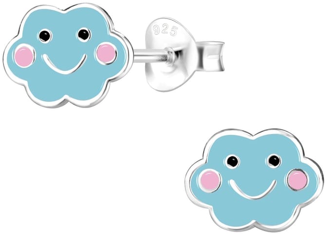 Joy|S - Zilveren blauwe wolk oorbellen