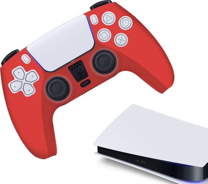 Gadgetpoint - Hoesjes & Skins voor PS5, PlayStation 5 - Performance Gaming Case - Soft Grip Covers - Anti-Slip Controller Accessoires - Rood