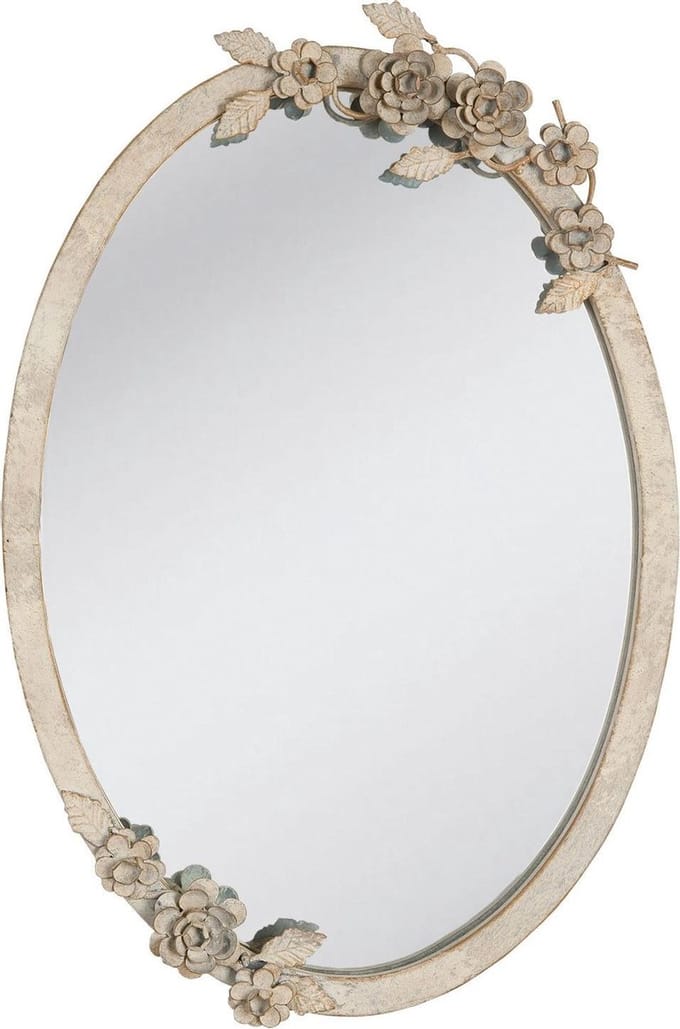 Clayre & Eef Spiegel 35x51 cm Beige Glas Bloemen