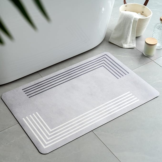 Badmat 50 x 80 cm - Sneldrogend en Antislip - Grijs - Wasbaar