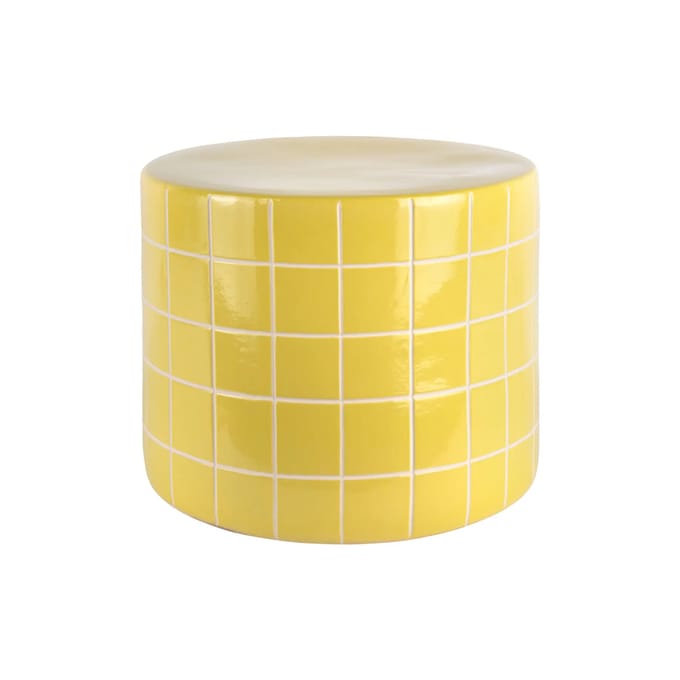 Leitmotiv Bijzettafel Retro Tiles Low - Goudgeel - Ø42cm - Modern