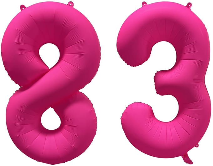 Folieballon 83 jaar - Neon Roze - 86 cm
