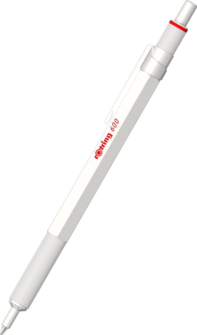 rOtring 600-balpen | medium punt | zwarte inkt | parelwitte behuizing | navulbaar