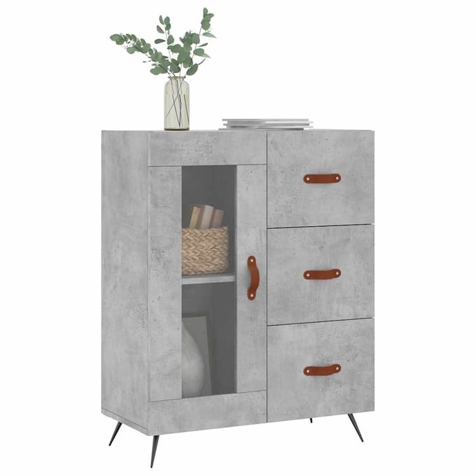 vidaXL - Dressoir - 69,5x34x90 - cm - bewerkt - hout - betongrijs