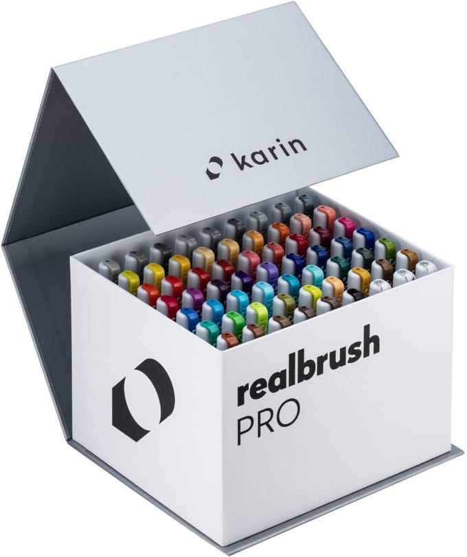 Karin Realbrush PRO Mega Box Aquarelmarkers 60 kleuren + 3 blenders