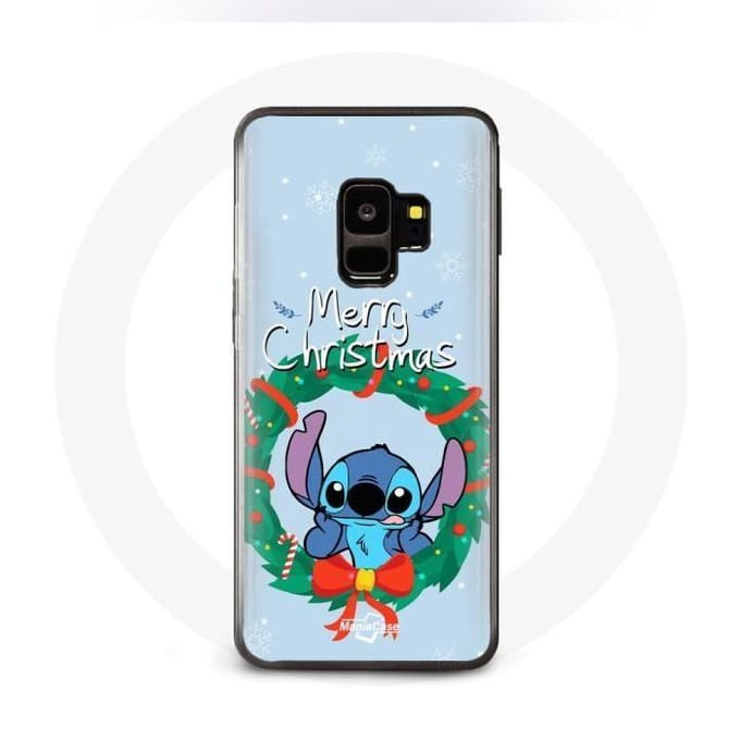 Coque pour Samsung Galaxy S9 Stitch neige joyeux Noël bleu