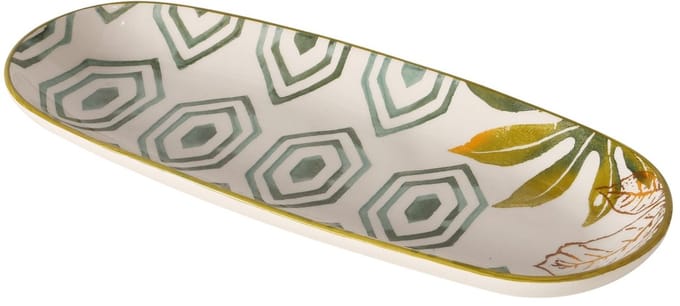 Keramieken schaal Venduro 35 cm Boltze groen - wit