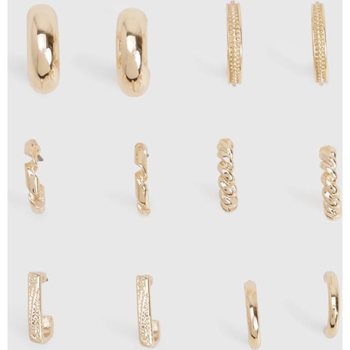 boohoo Dames Mini Hoepeloorringen 6-pack | Goud