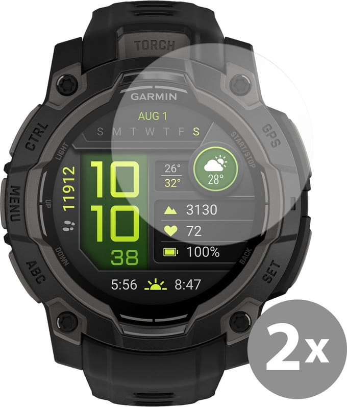 Cazy screenprotector geschikt voor Garmin Instinct 3 (45mm) - 2 stuks