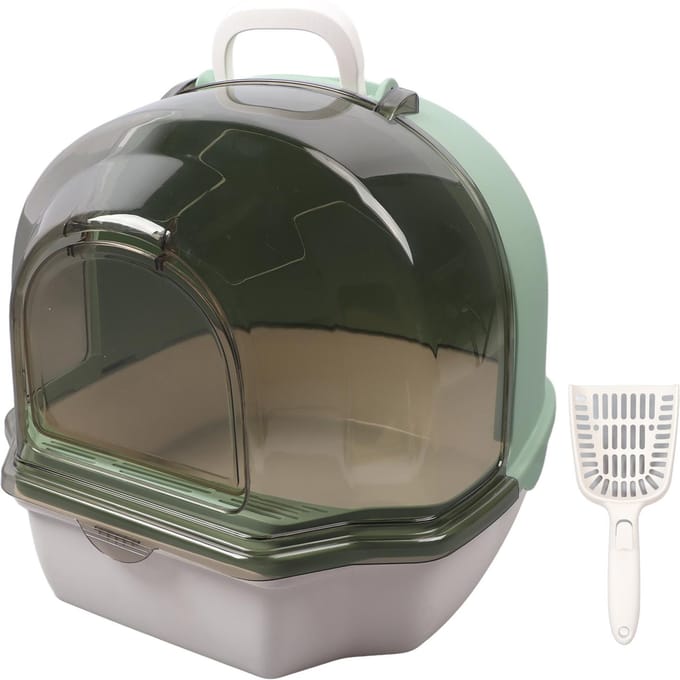 Bac à litière fermé pour chat Double portes Grand espace Anti-éclaboussures Anti-odeurs Portable Litière pour chaton black