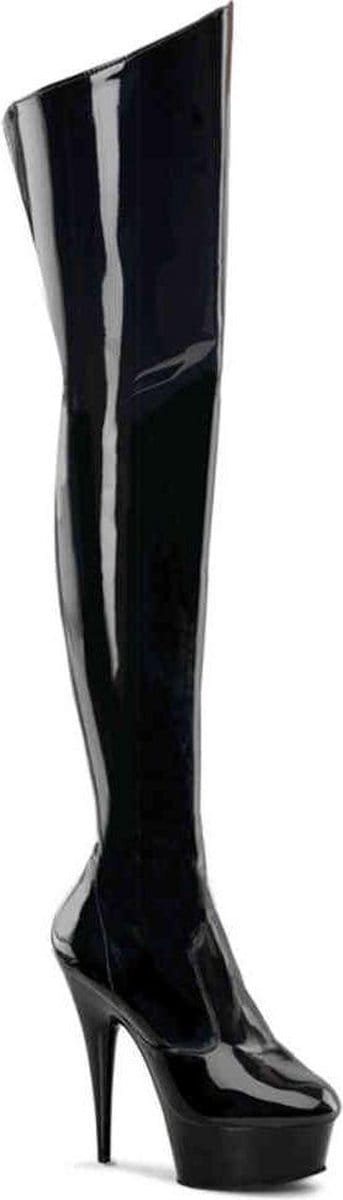 EU 38 = US 8 | DELIGHT-3010 | 6 Heel PF Thigh Boot, Side Zip