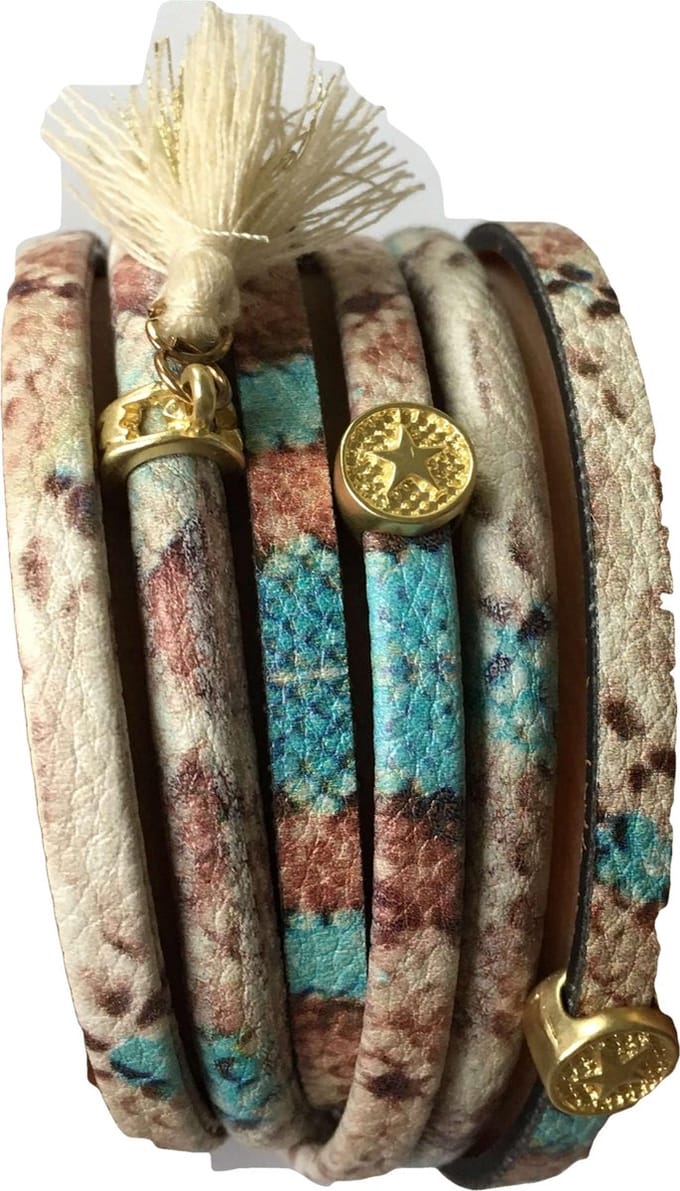 Wikkelarmband PU leer roze zalm