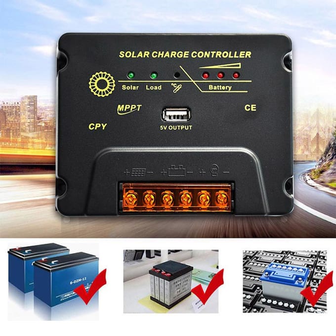 20A Solar Controller Zonnepaneel Batterijregelaar 12Volt/24Volt Automatische identificatie Solar black