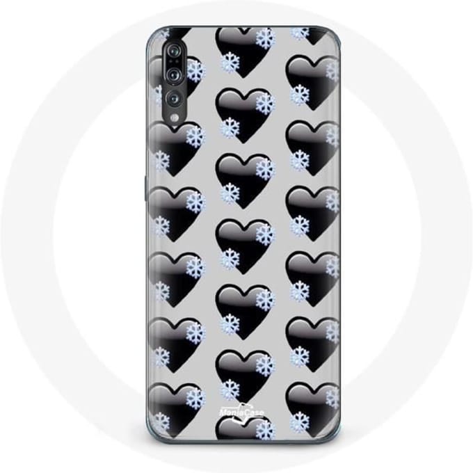 Coque pour Huawei p20 Fond de coeurs noirs