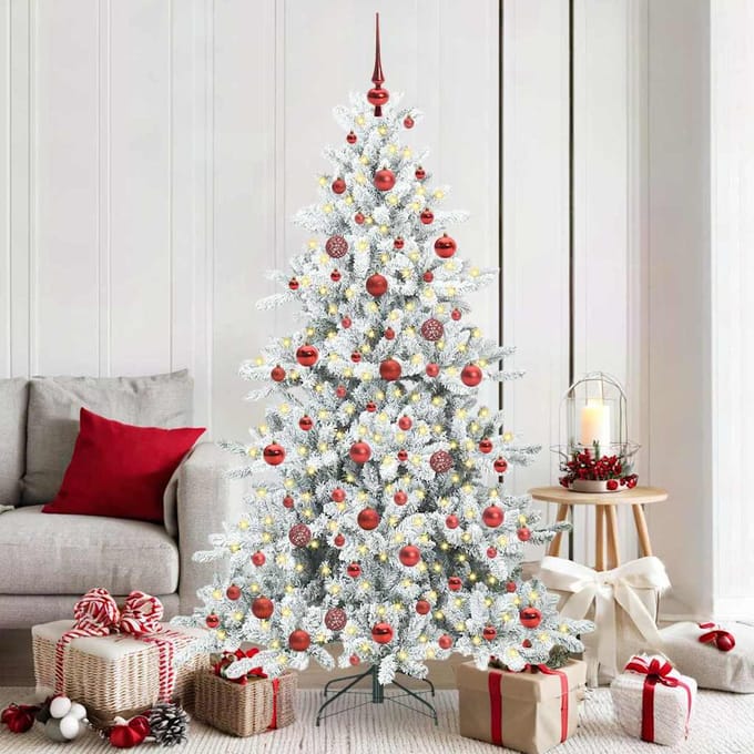 vidaXL - Kunstmatige - Hinged - Kerstboom - Wit - 180 - cm - PVC - en - Staal