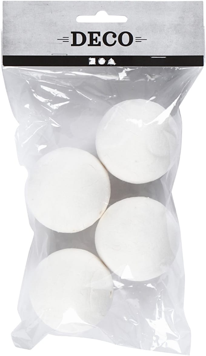 Ballen, d 50 mm, wit, 4 stuk/ 1 doos