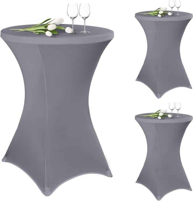 3-pack Stretch Statafelhoezen Lichtgrijs voor Ronde Tafels Ø 80-85 cm