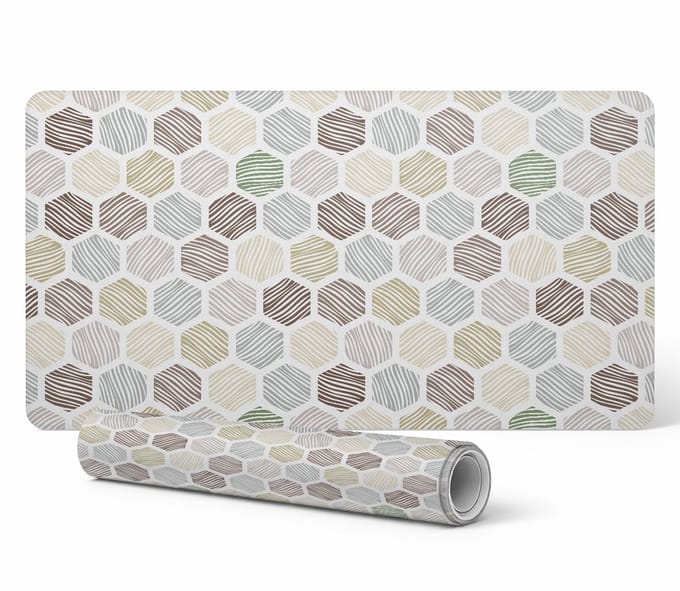 Antislip bureauonderlegger met een zeshoekig streepmotief, 90x45 cm
