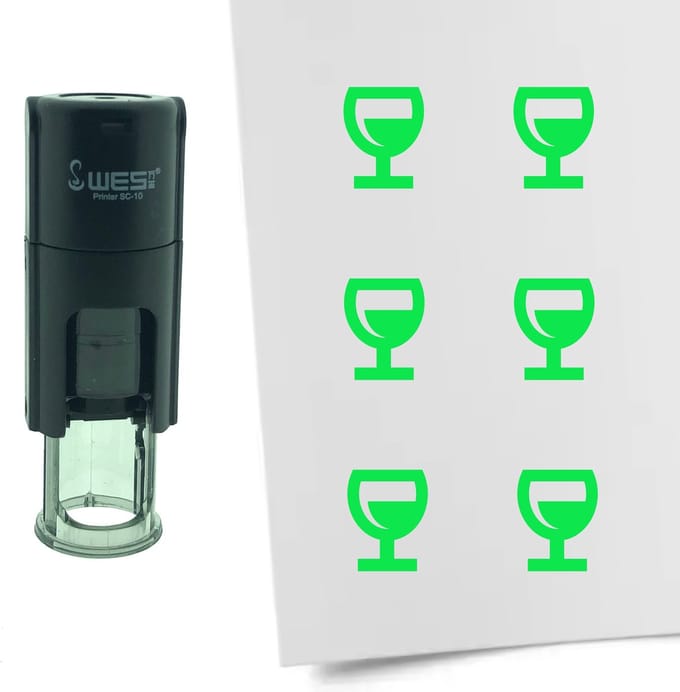 CombiCraft Stempel Glas Wijn 10mm rond - groene inkt
