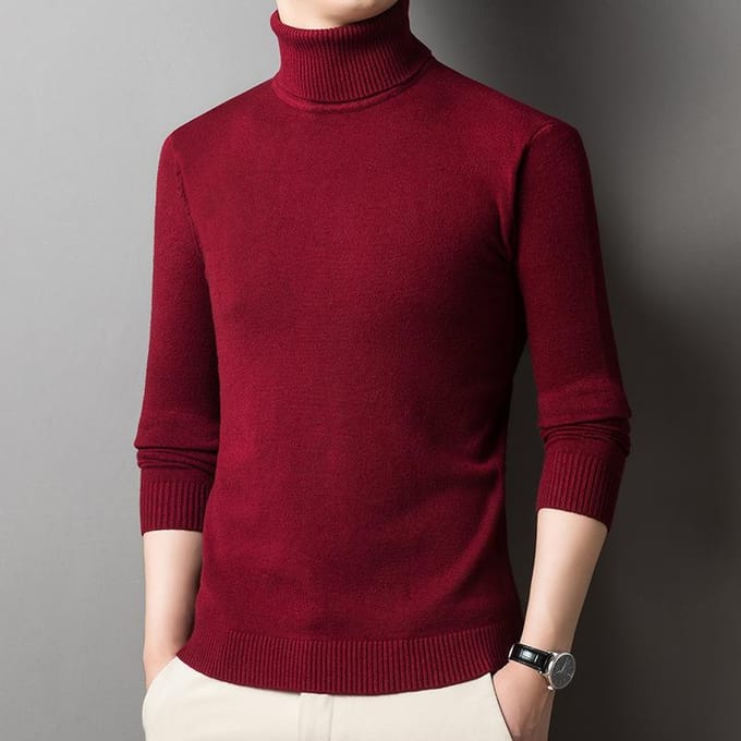 Herfst en Winter Nieuwe Col Dubbelgevouwen Effen Kleur Basis Jongeren Trui Heren Gebreide Trui 4XL Vloot