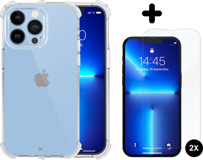Hoesje geschikt voor iPhone 13 Pro Hoes transparant - 2x screenprotector