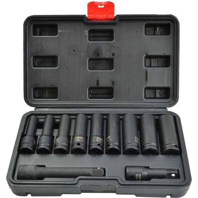 AWTools Black Line - Dopsleutelset - Lang - 11-delig - Cr-Mo Staal