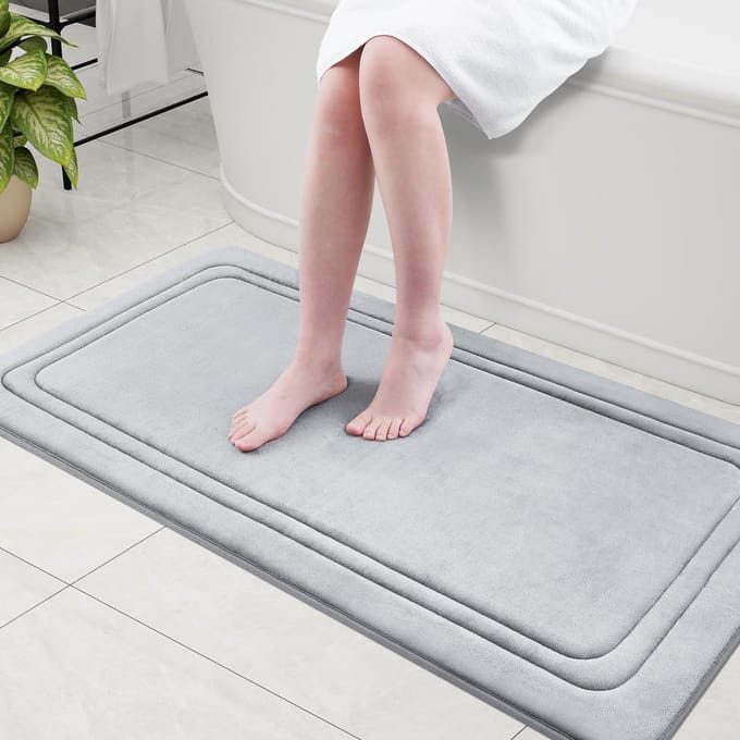 Homaxy - Antislip Badmat - Memory Foam Douchemat - Absorberende Badmat - Douchemat - 61x120 cm - Grijs