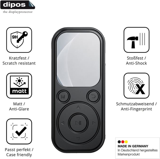 dipos – 2x Matte Pantserfolie geschikt voor RWSRW MP3-H01 | 9H Screenprotector