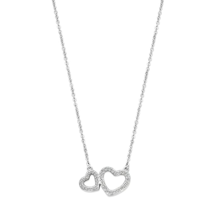 Collier hartjes zirkonia 42 + 3 cm