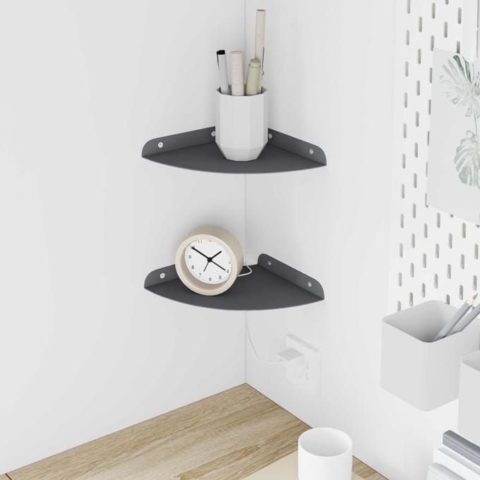 vidaXL - Hoek - Plank - 2 - st - Antraciet - 18 - x - 18 - x - 2 - cm