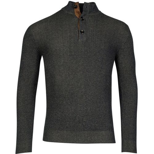 Baileys Trui Button Placket Plated Structure Knit Taupe / male
