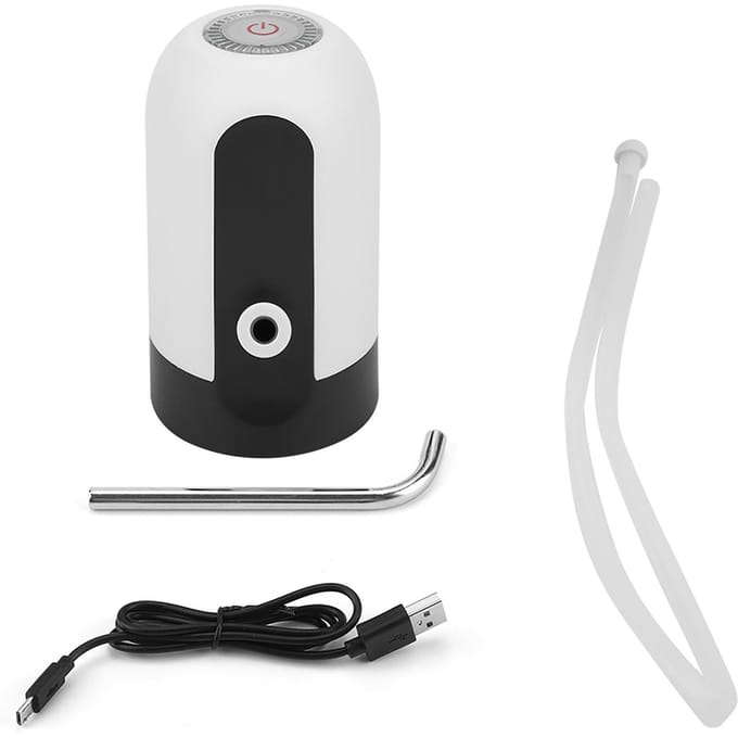 Draagbare LED-lamp Fleswaterpomp USB Oplaadbare Dispenser voor Thuis Kantoor (Wit) White black