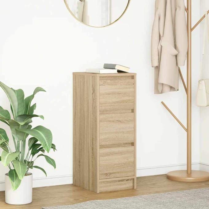 vidaXL - Dressoir - 29,5x34x76 - cm - bewerkt - hout - sonoma - eikenkleurig