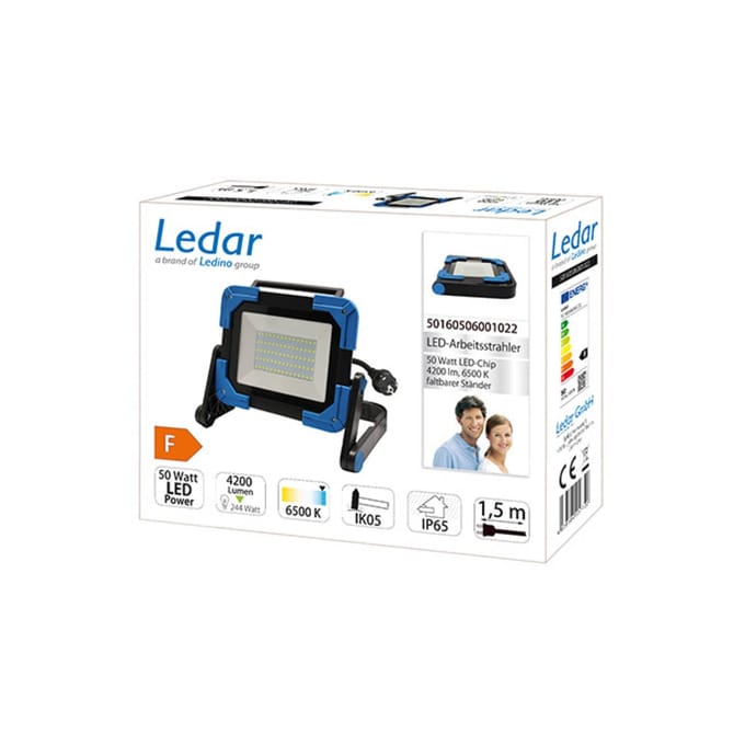 Ledino LED schijnwerper Ledar 6.500 K 120° zwart 50 W