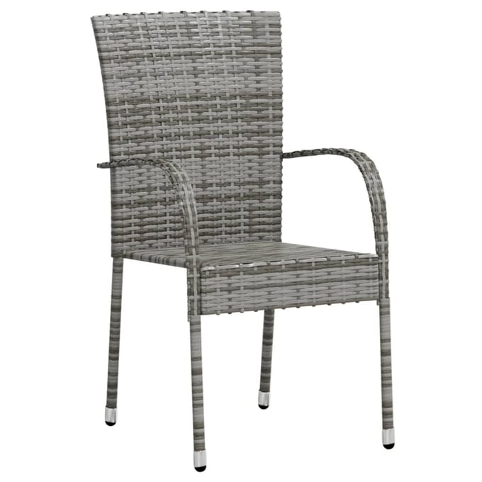 vidaXL - 3-delige - Tuinset - poly - rattan - grijs