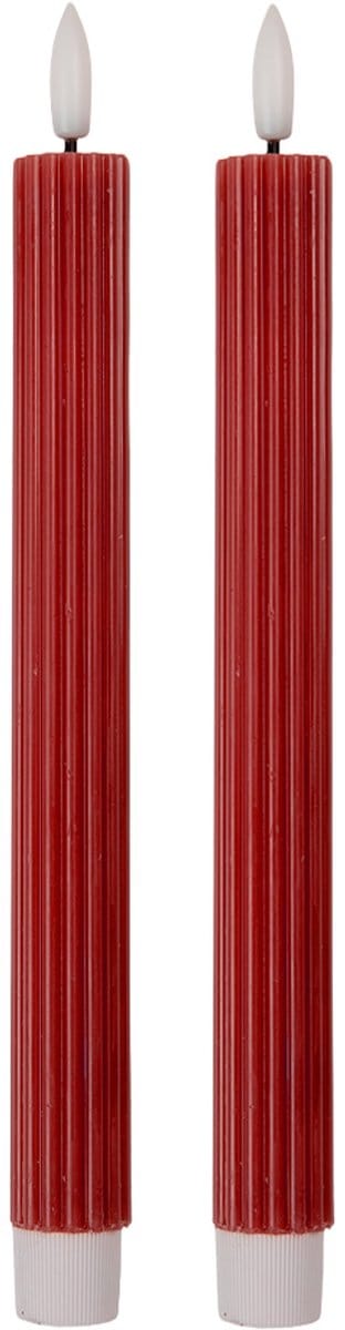 Clayre & Eef LED Dinerkaarsen set van 2 Ø 2x25 cm Rood Wax