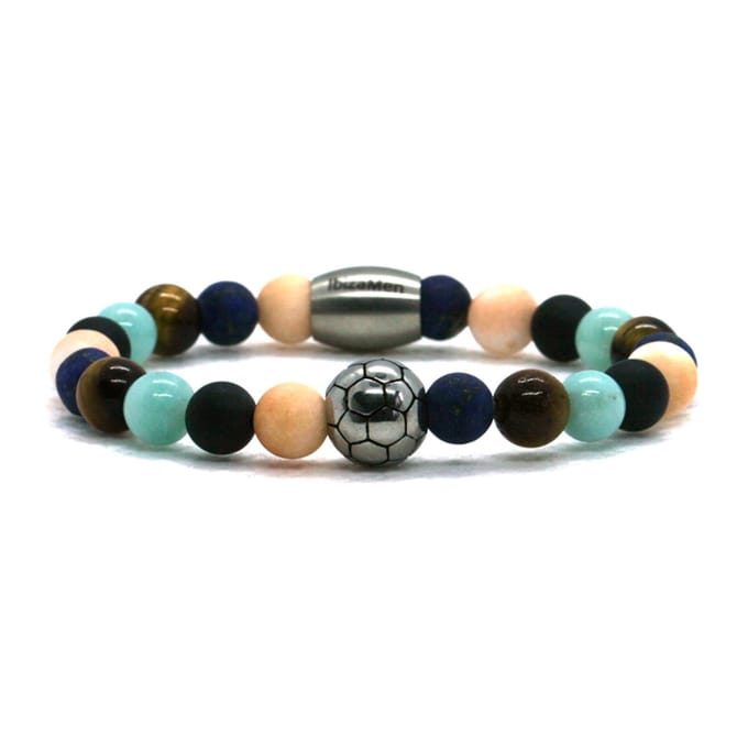 IbizaMen Kids - Jongens - armband - voetbal - RVS - kleur - 6mm - 15cm