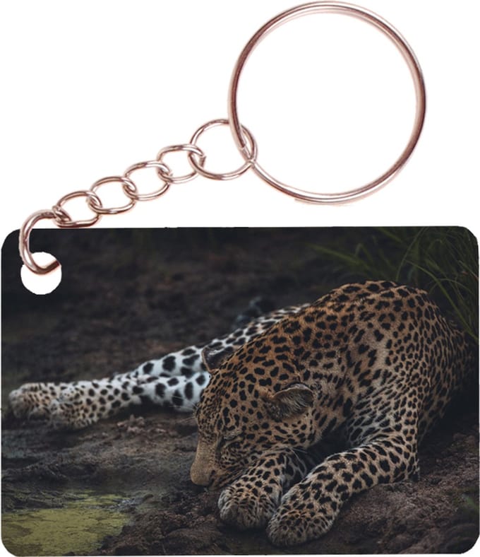 Sleutelhanger 6x4cm - Luipaard Liggend