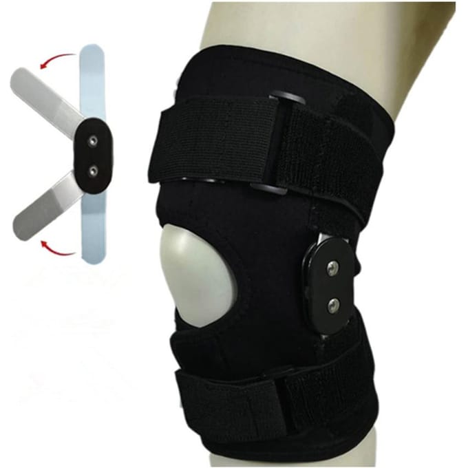 39-44cm Kniebrace Scharnierende compressiemouw Gewricht Open Patella Stabilisator Wikkel black