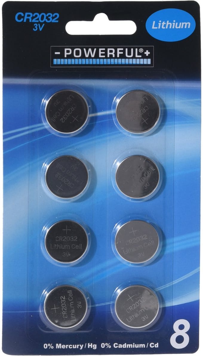 3V CR2032 Powerfull Lithium  Batterijen - 8 stuks