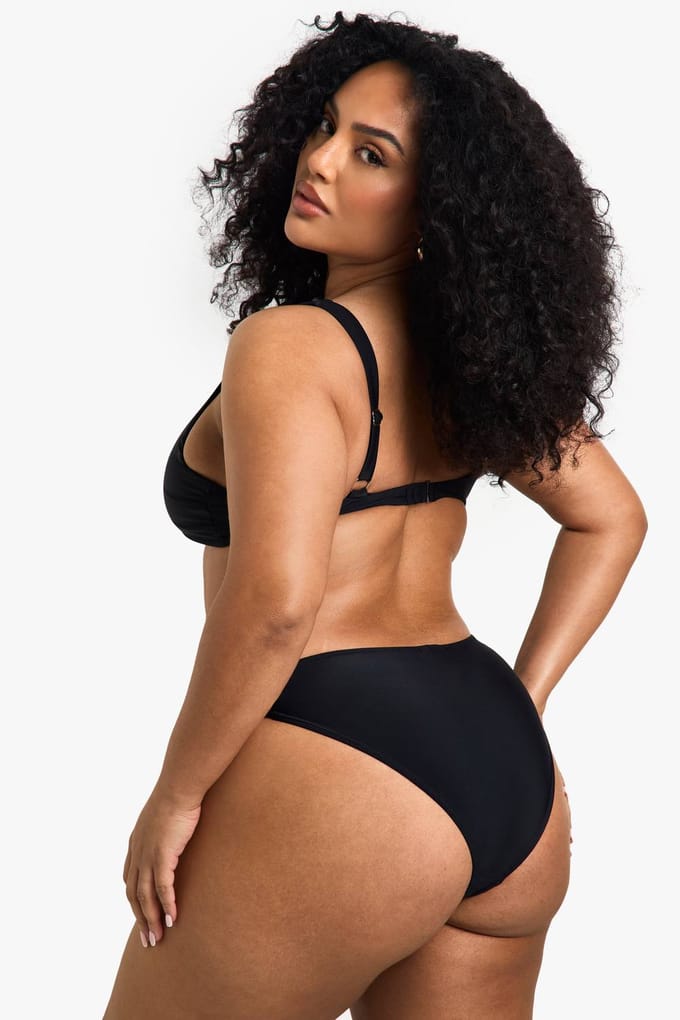 boohoo Dames Plus Zwemkleding Essentials V-Voorkant Slip | Zwart | Maat: 50